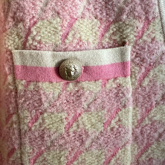 Sandro Kimberley Houndstooth Pink Cardigan Sweater - Picture 8 of 12